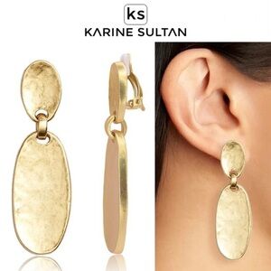 Karine Sultan Oval Plate clip Earrings in Gold NWT 44$